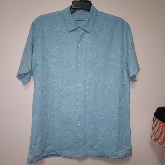 Tommy Bahama Blue Silk  Button Down Shirt L - Picture 2 of 13
